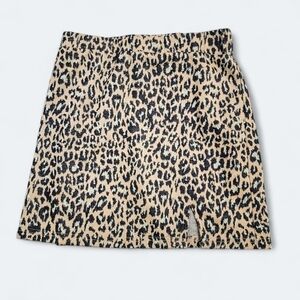 Wild Honey Knit Sparkly Leopard Print Mini Skirt Size Medium